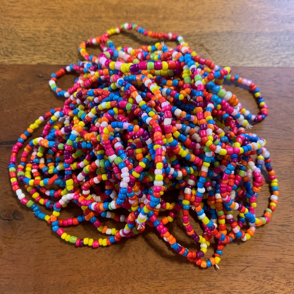 Bright rainbow glass bead stretchy bracelet
